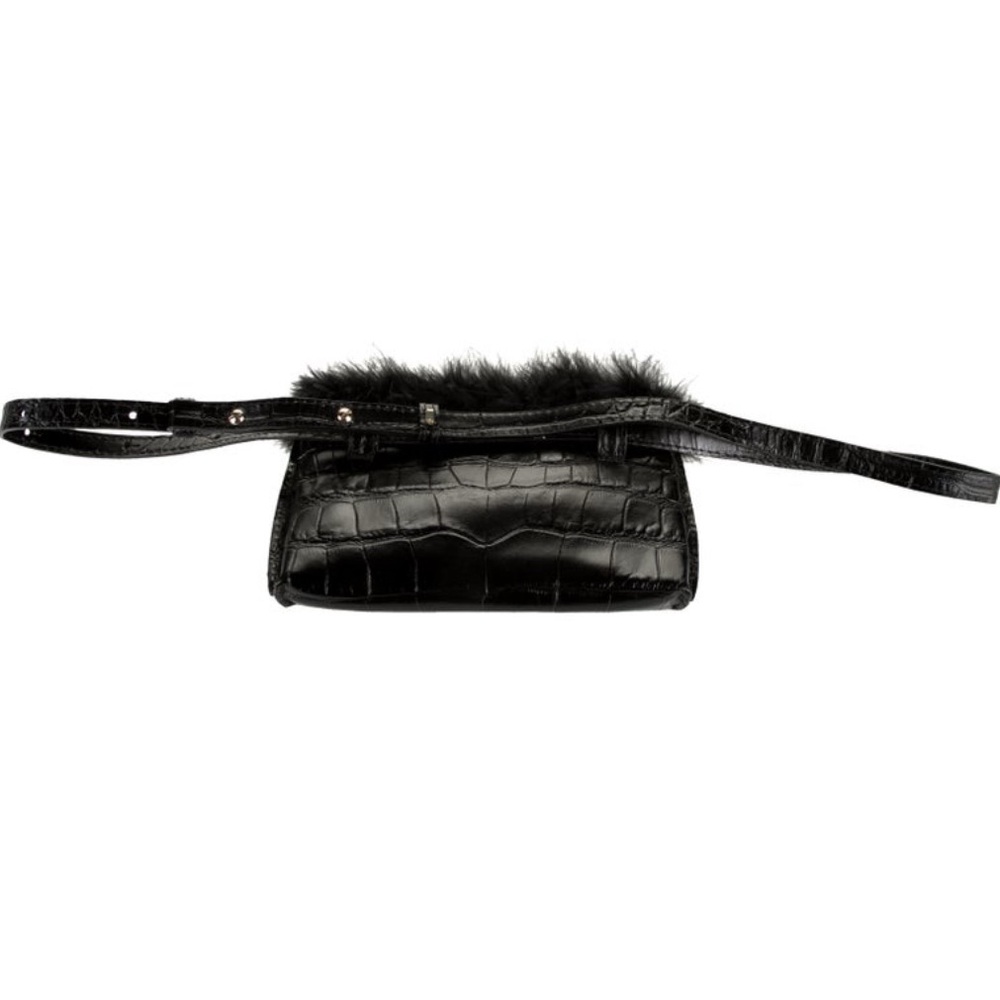 Chylak bag feather trim crock black embossed leather - Picture 3 of 5